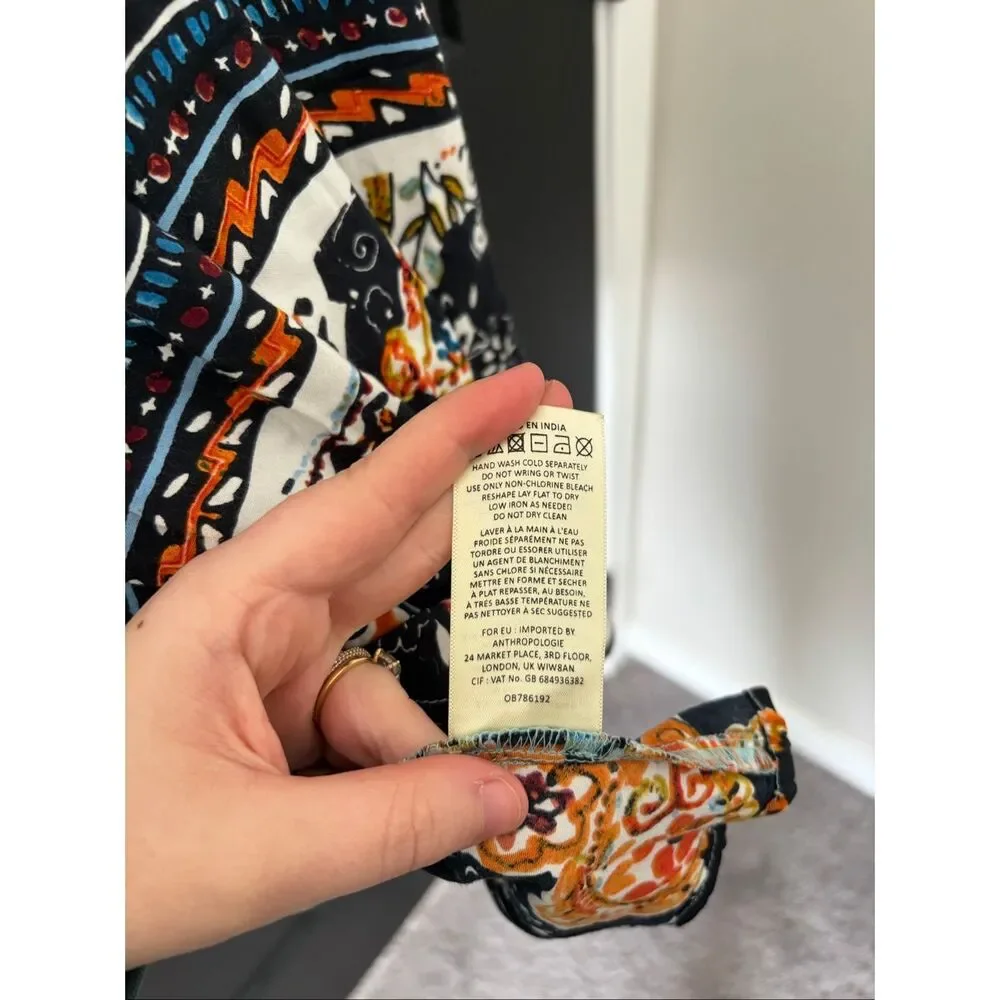 Akemi + Kin Embroidered Beaded Floral Midi Dress Boho Anthropologie Style Small - Picture 8 of 12